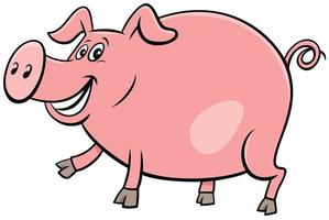 Ilustración de dibujos animados de carácter animal de granja de cerdo feliz vector