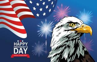 happy presidents day poster with eagle and usa flag vector