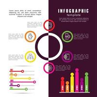 infographic template with statistics in white and purple background vector