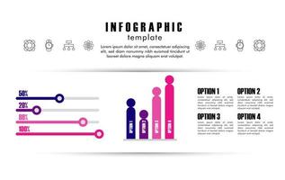 Plantilla de infografía con estadísticas en fondo blanco. vector