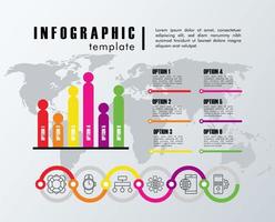 Estadísticas de plantilla de infografía con mapas del planeta tierra vector