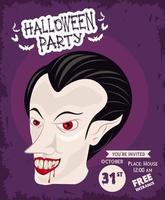 halloween horror party celebration poster with vampire vector