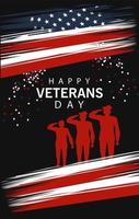 happy veterans day lettering with military officers vector