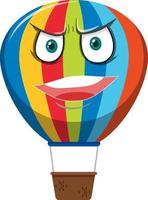 Hot air balloon cartoon character with angry face expression on white background vector