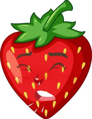 Strawberry cartoon character with facial expression