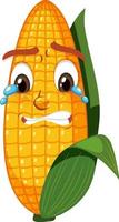 Cute corn cartoon character with face expression on white background vector