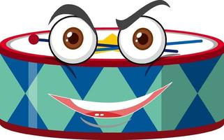 Drum cartoon character with facial expression vector