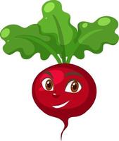 Radish cartoon character with happy face expression on white background vector