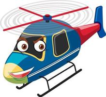 Helicopter with face expression on white background vector