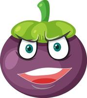 Mangosteen cartoon character with angry face expression on white background vector