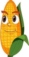 Cute corn cartoon character with face expression on white background vector