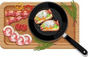 Breakfast set in the pan isolated vector