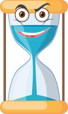 Hourglass with face expression on white background