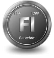 Flerovium chemical element. Chemical symbol with atomic number and atomic mass. vector