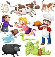 Set of fantasy cartoon character isolated on white background vector