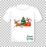 Santa Claus cartoon character with Christmas theme element on t-shirt vector