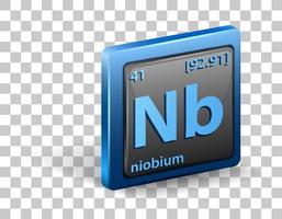 Niobium chemical element. Chemical symbol with atomic number and atomic mass. vector