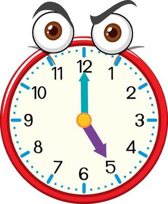 Clock cartoon character with facial expression