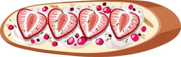 Top view of a bread with strawberry isolated vector