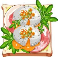 Top view of bread breakfast with topping vector