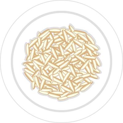 Rice grains on white plate