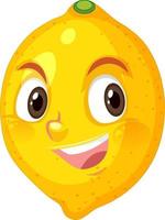 Lemon cartoon character with happy face expression on white background vector