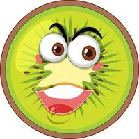 Kiwi cartoon character with happy face expression on white background vector