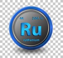 Ruthenium chemical element. Chemical symbol with atomic number and atomic mass. vector