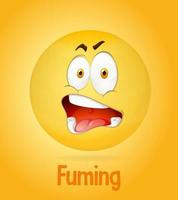 Fuming facial expression on yellow background vector