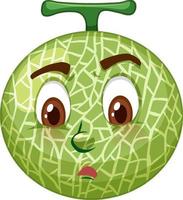 Cantaloupe melon cartoon character with facial expression vector