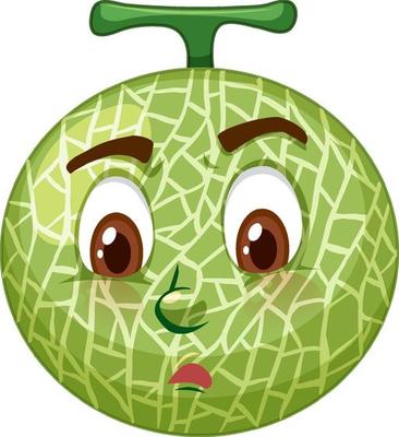 Cantaloupe melon cartoon character with facial expression