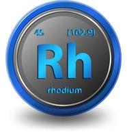 Rhodium chemical element. Chemical symbol with atomic number and atomic mass. vector