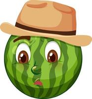 Watermelon cartoon character with facial expression vector