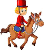 King's man riding horse cartoon character on white background vector
