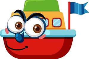 Boat toy cartoon character with facial expression vector