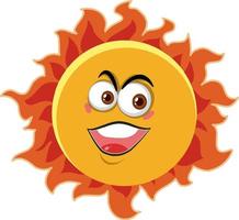 Sun cartoon character with happy face expression on white background vector