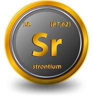 Strontium chemical element. Chemical symbol with atomic number and atomic mass. vector