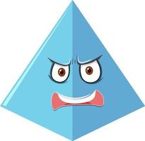 Square pyramid cartoon character with face expression on white background vector