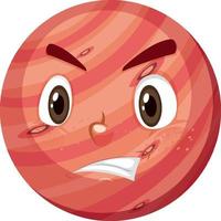 Mars cartoon character with angry face expression on white background vector