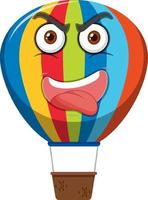 Hot air balloon cartoon character with angry face expression on white background vector