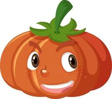 Lindo personaje de dibujos animados de calabaza con expresión de cara feliz sobre fondo blanco. vector