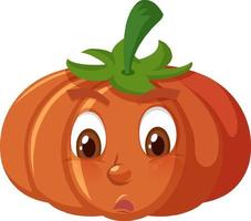 Cute pumpkin cartoon character with confused face expression on white background vector