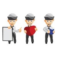 Set of a sailor man cartoon character in different poses. Vector illustration in a flat style