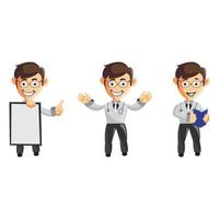 Set of cute cartoon male doctor in various poses vector