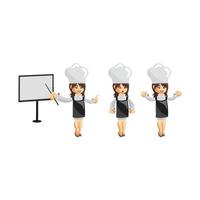 Chef Woman Mascot Illustration Poses Set vector