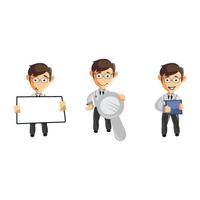 Set of cute cartoon male doctor in various poses vector