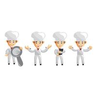 conjunto de dibujos animados de lindo chef en diferentes poses vector