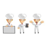 conjunto de dibujos animados de lindo chef en diferentes poses vector