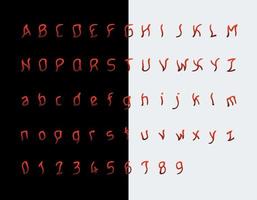 Maniac font, terrifying letters and numbers vector