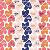 Seamless pattern with big collection of love objects and symbols for Happy Valentines day. Colorful flat illustration. vector